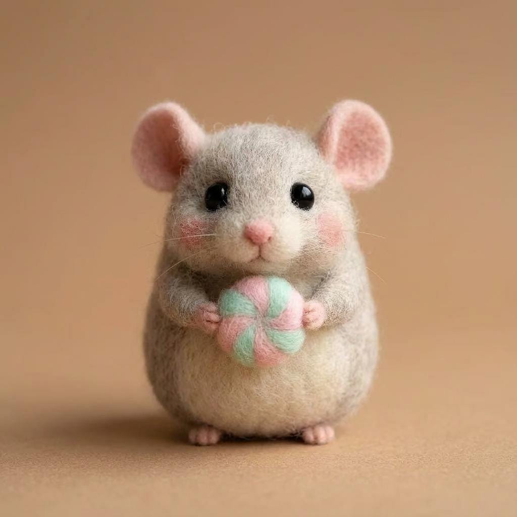 Handmade needle felted mouse figurine with wool details, perfect as a miniature decorative gift for mom by wwwilovefelt.