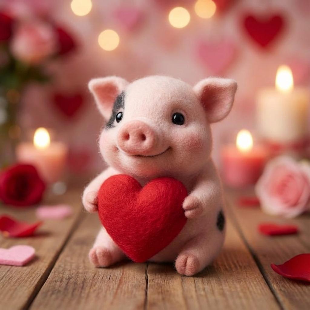 Needle felted pig figurine by wwwilovefelt, handmade wool sculpture, whimsical home decor, detailed craft for gift or display