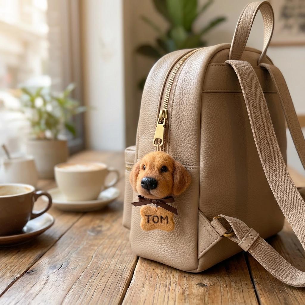 Custom Pet Portrait Keychain, Needle Felted Dog Cat Bag Charm, Personalized Pet Gift, Photo to Felt, Memorial Keepsake