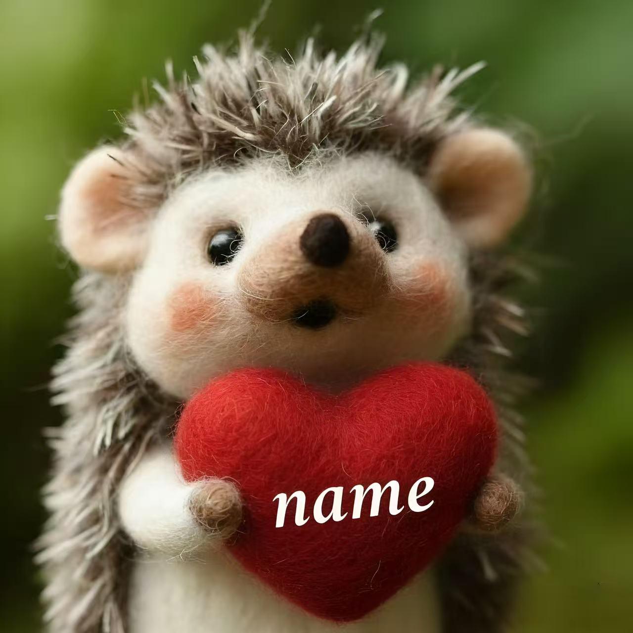Needle felted personalized hedgehog figurine from wwwilovefelt, romantic desk decor, perfect birthday or anniversary gift for her.