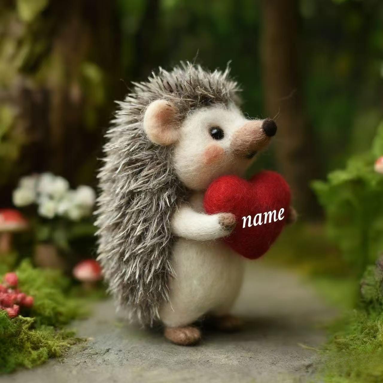 Needle felted hedgehog figurine by wwwilovefelt, a personalized romantic desk decor and birthday gift for girlfriend.