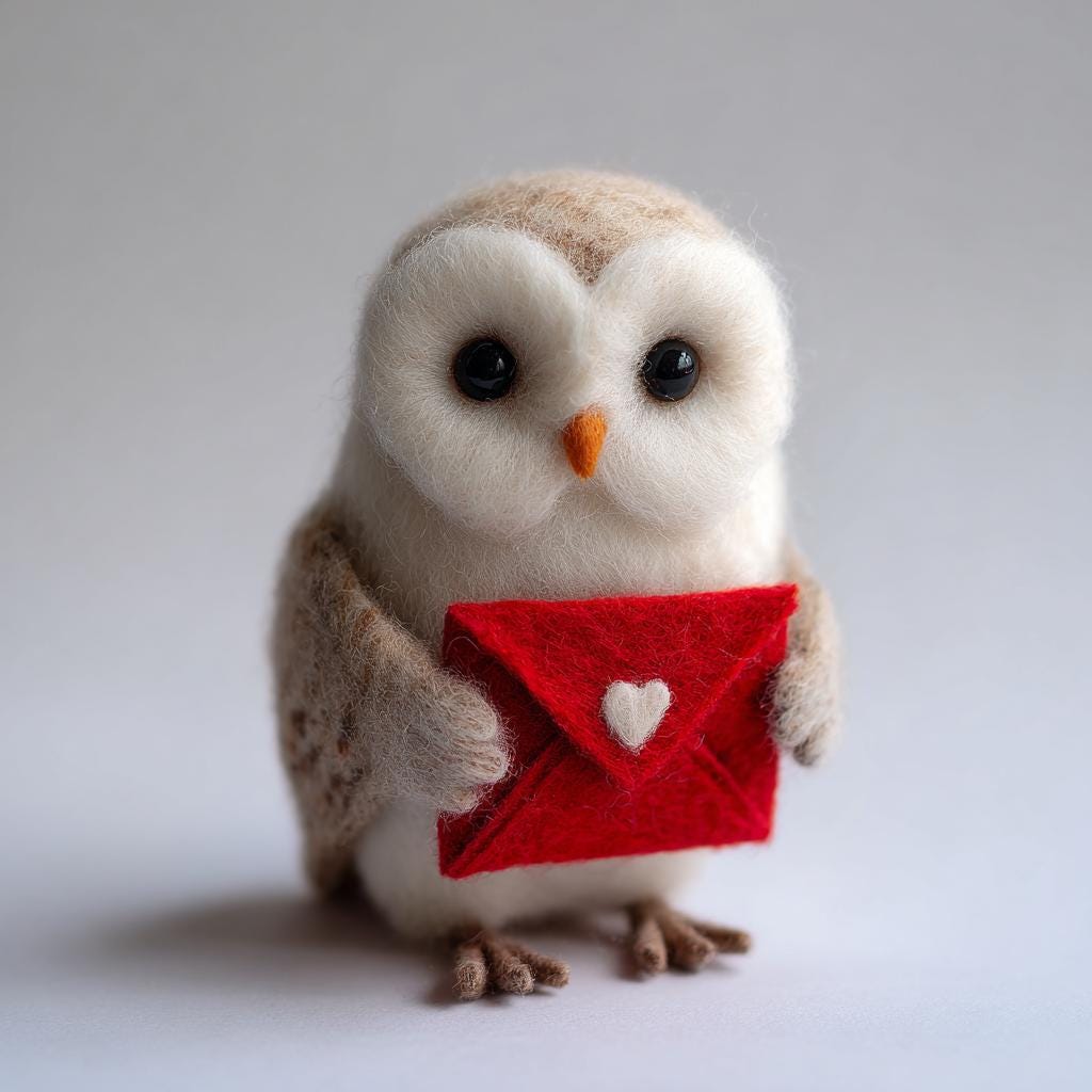 Handmade needle felted owl figurine by wwwilovefelt, mini wool sculpture perfect for desk decor or gifting to mom.