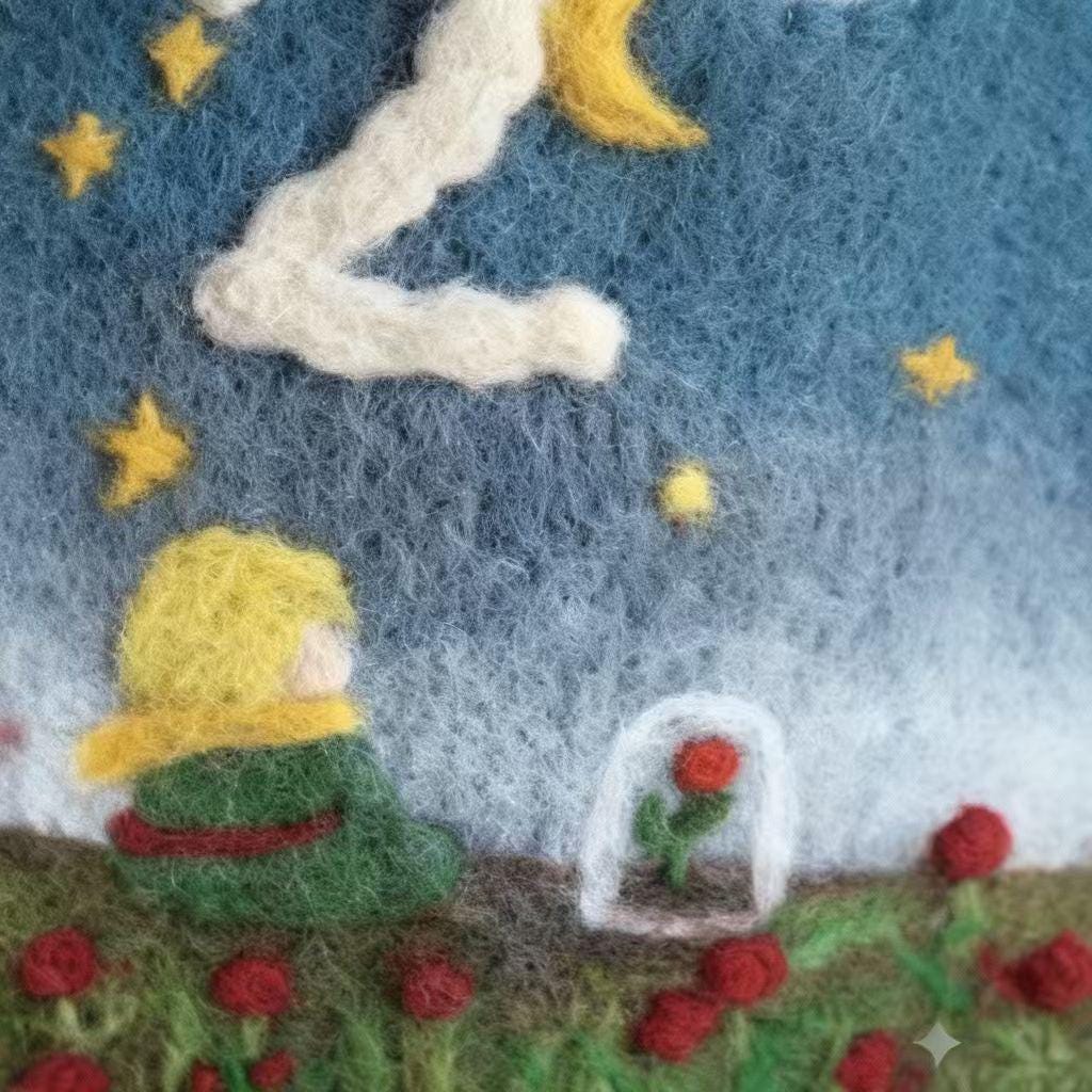 Needle felted child birthday hat with colorful felt figurine, handcrafted by wwwilovefelt, perfect for personalized birthday celebrations.