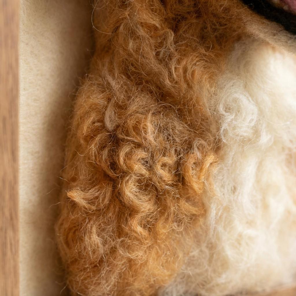 Needle felted dog or cat pet portrait figurine in a frame by wwwilovefelt, perfect for anniversary or memorial keepsake.