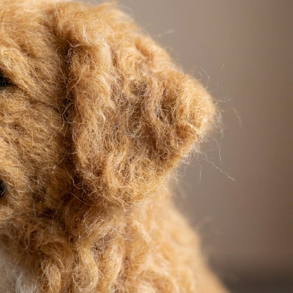 Needle felted dog or cat figurine in a custom pet portrait frame, ideal for anniversary or memorial keepsakes.