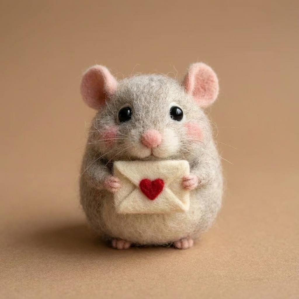 Handmade wool needle felt mouse figurine, miniature decor with detailed features, perfect gift for mom, created by wwwilovefelt