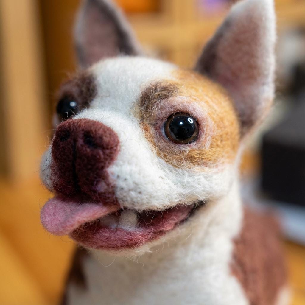 Custom Needle Felted Pet Portrait Frame, 3D Wool Animal Keepsake Decor