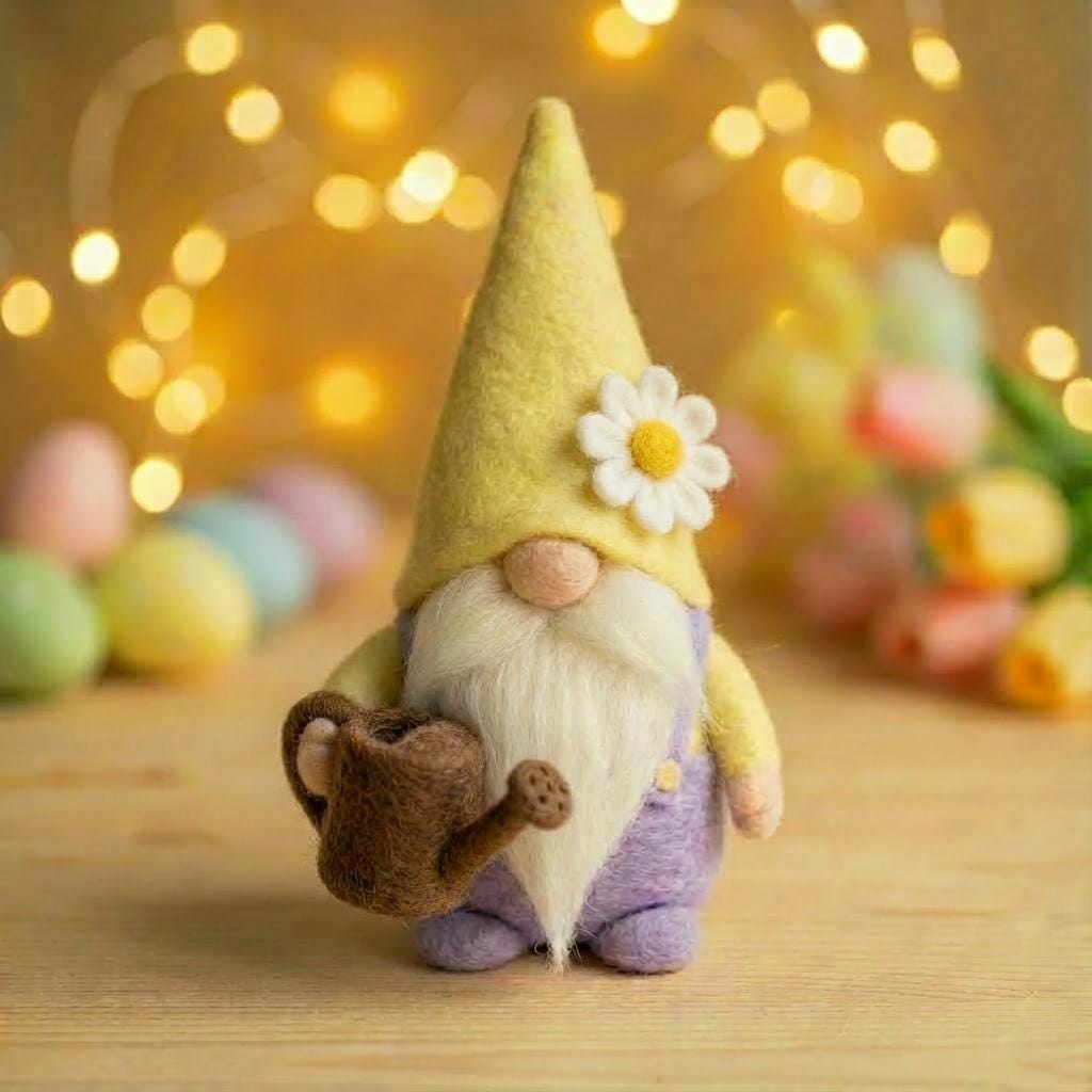 Handmade Easter Gnome, Wool Felt Spring Decor