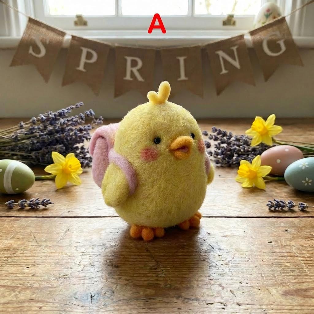 Easter Spring Gift Needle Felt Chick Figurine, Handmade Wool Farm Animal Decor