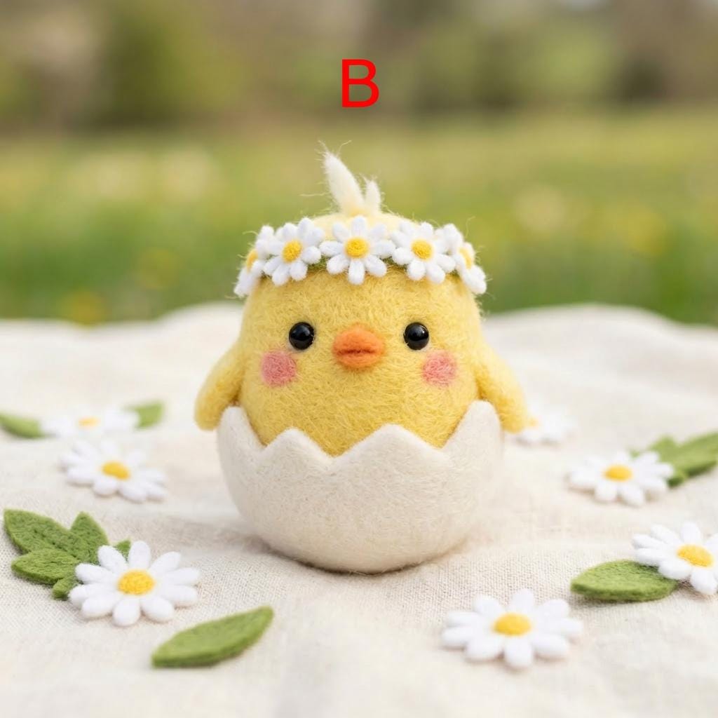 Easter Spring Gift Needle Felt Chick Figurine, Handmade Wool Farm Animal Decor