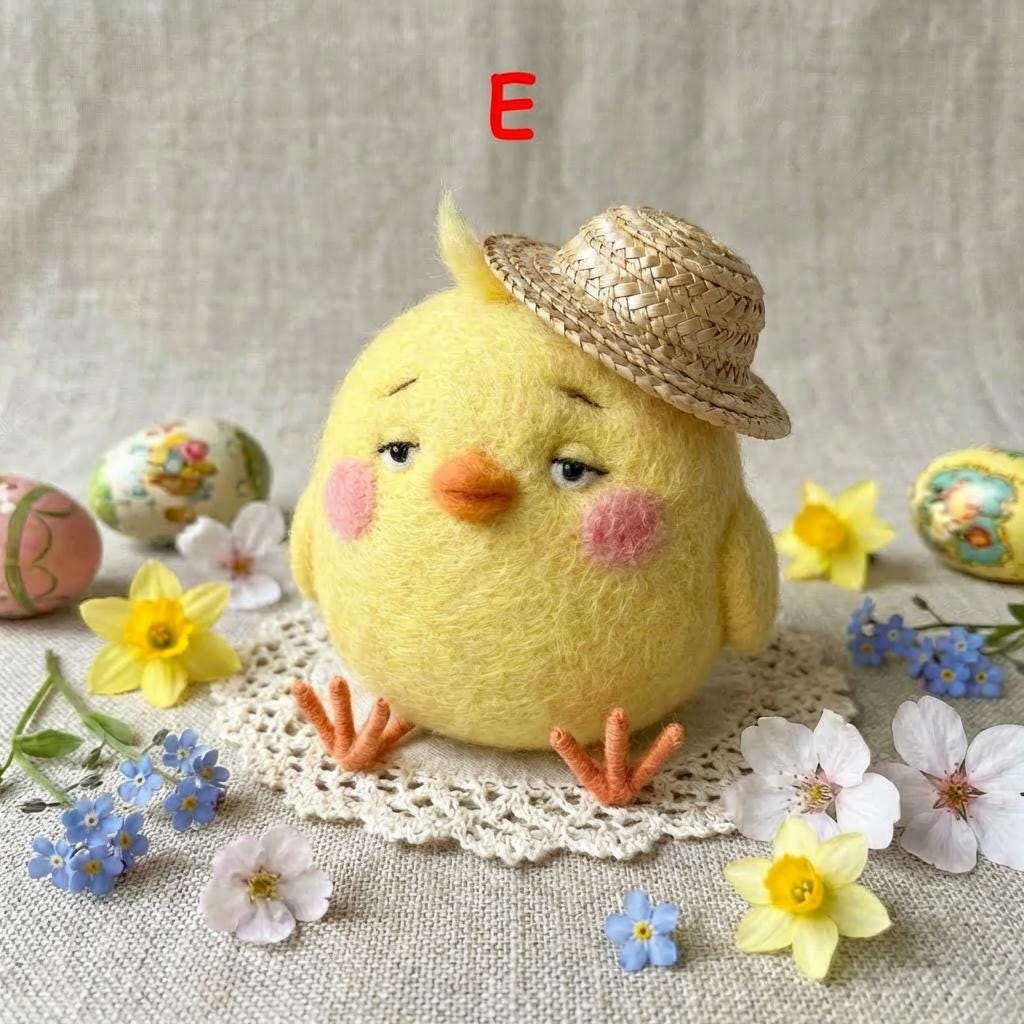Easter Spring Gift Needle Felt Chick Figurine, Handmade Wool Farm Animal Decor