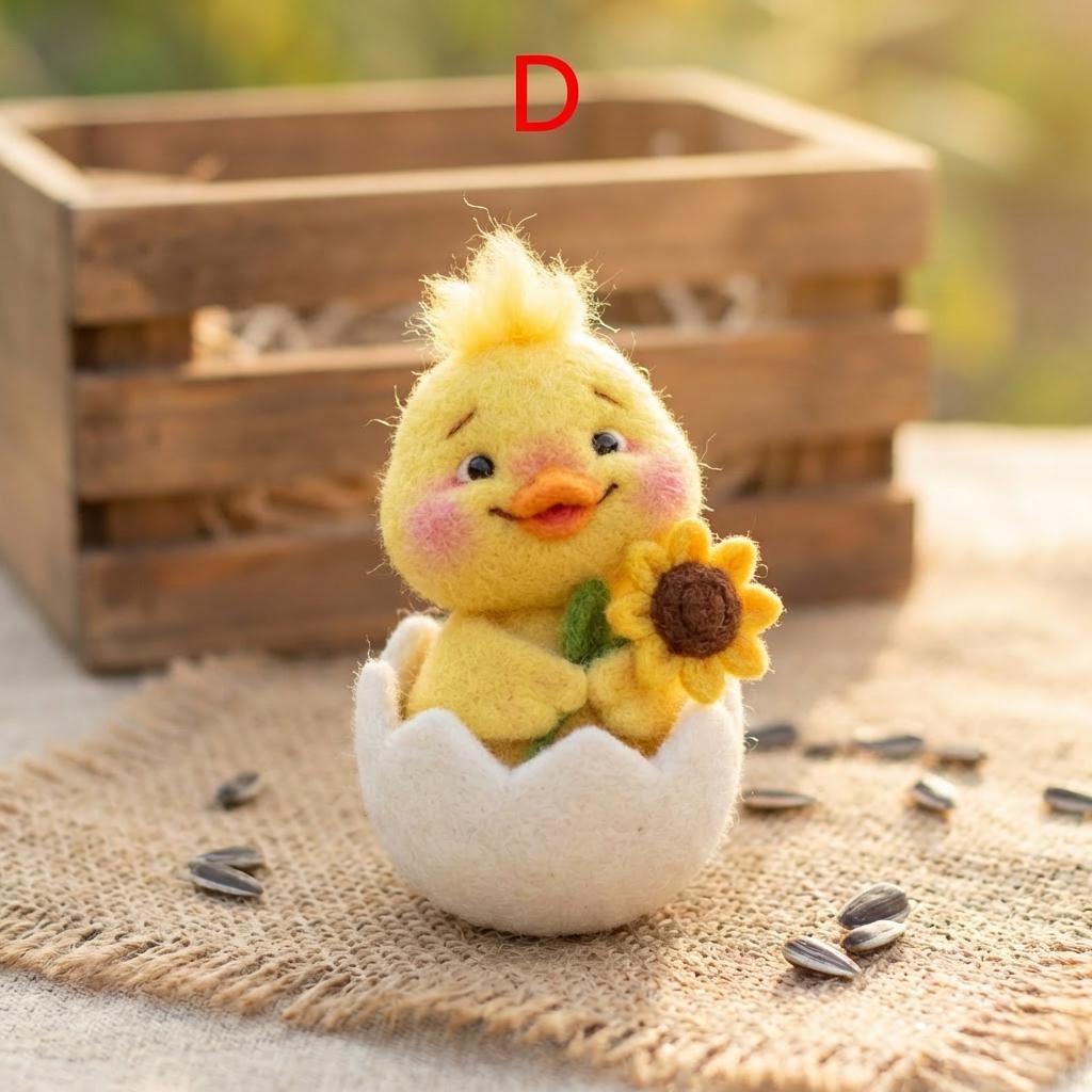 Easter Spring Gift Needle Felt Chick Figurine, Handmade Wool Farm Animal Decor