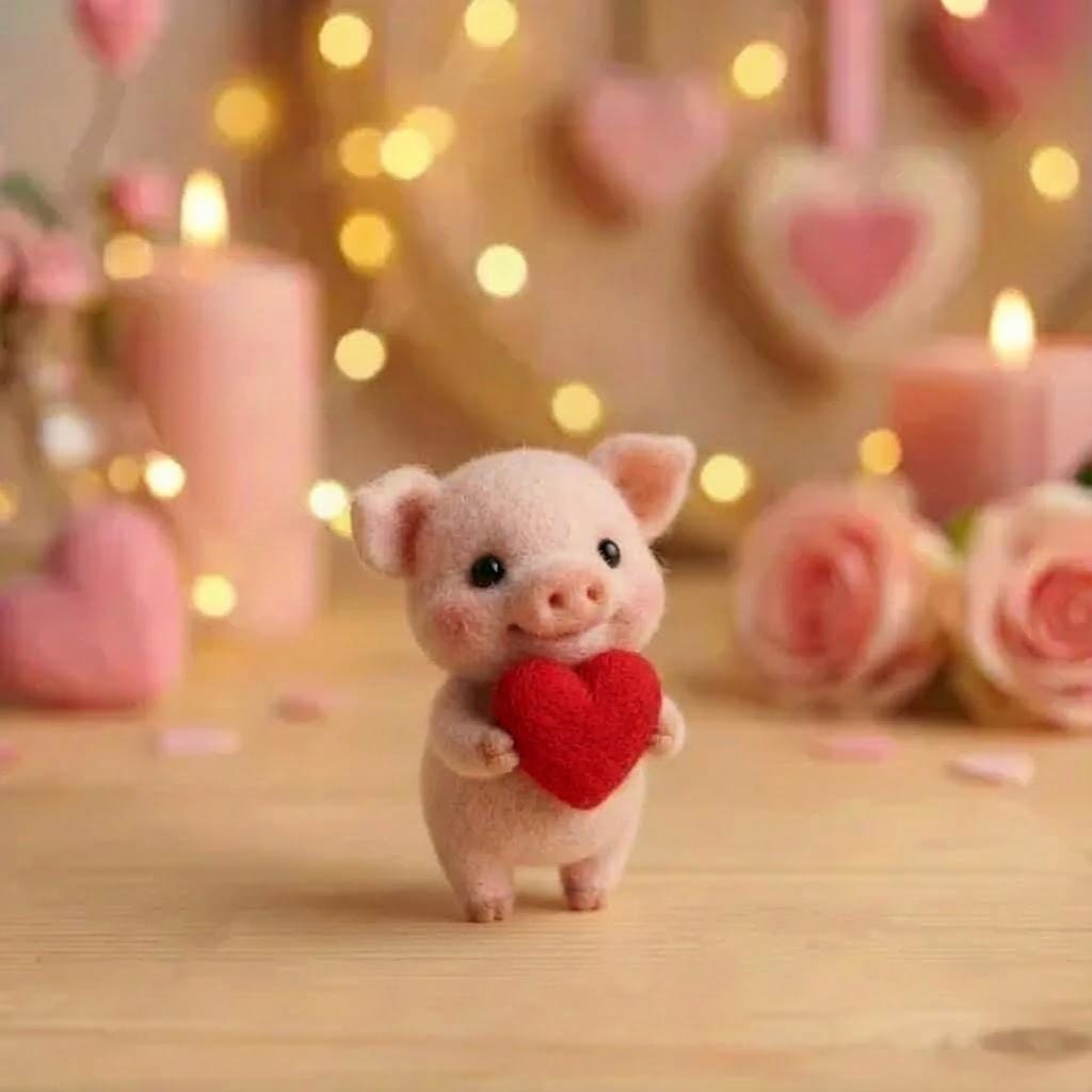 Handmade Wool Felt Pig Figurine by Jiajia Felt Studio, a charming felt animal figure perfect for spring and Easter decor.