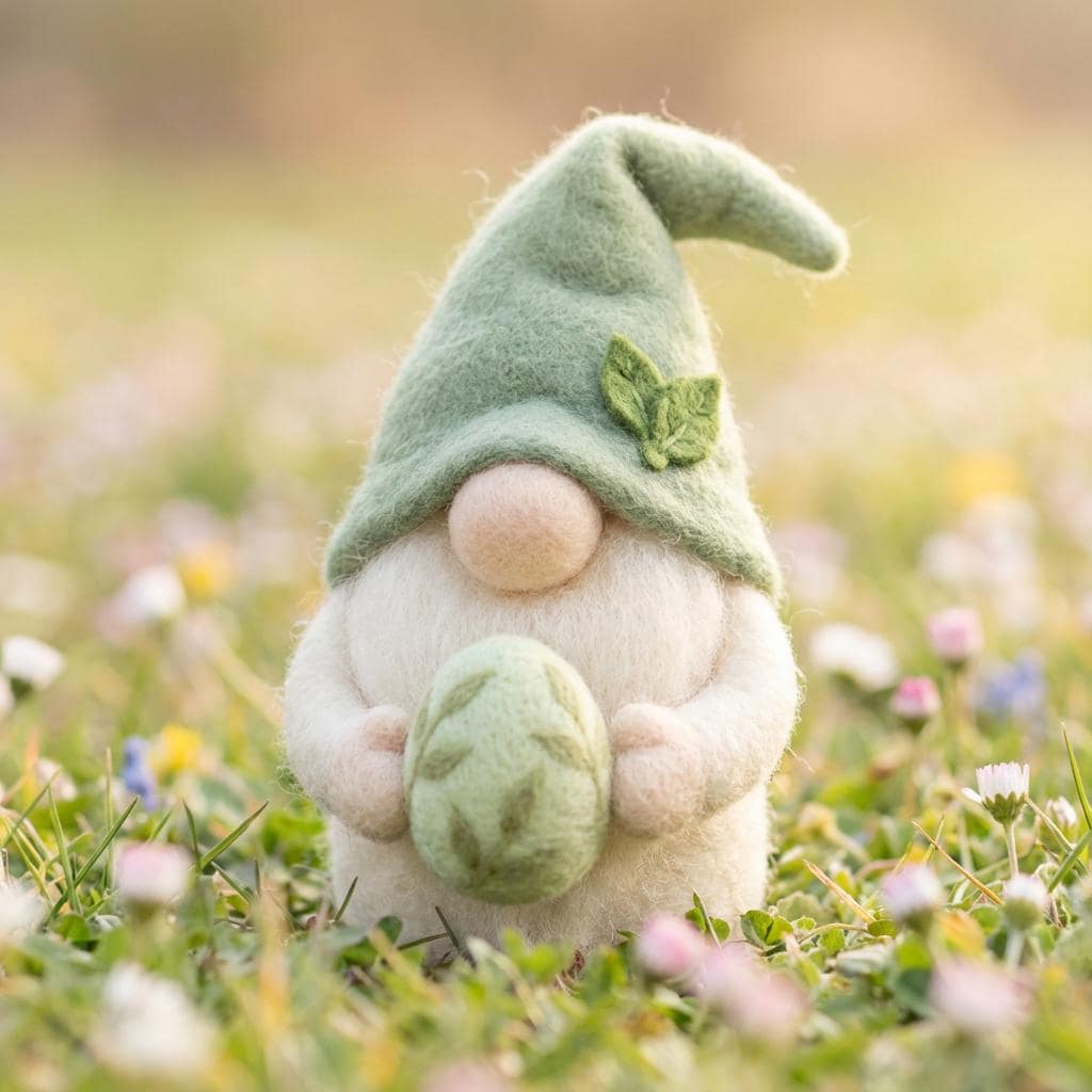Handmade felt animal figurine from Jiajia Felt Studio, a cute spring Easter sculpture featuring colorful felt animal design.