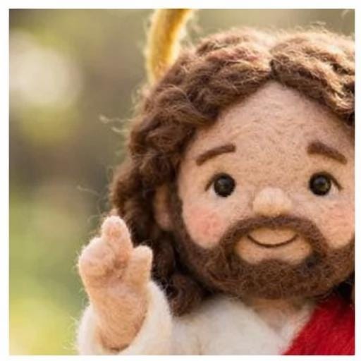 Handmade needle felted Jesus sculpture by Jiajia Felt Studio, Christian faith religious decor with detailed needle felting craftsmanship.