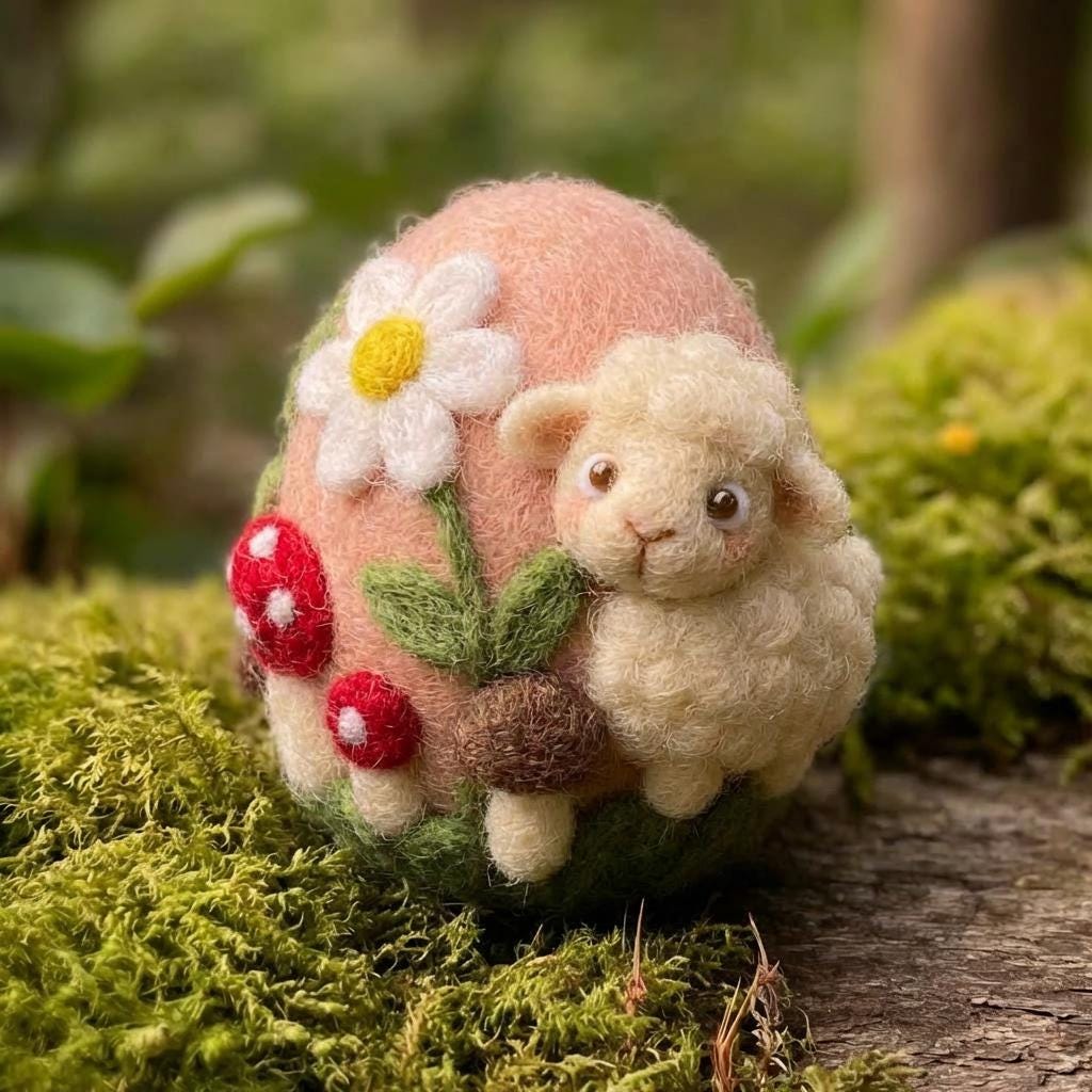 Personalized felted wool baby's first Easter egg with custom name, gender-neutral keepsake gift - view 2