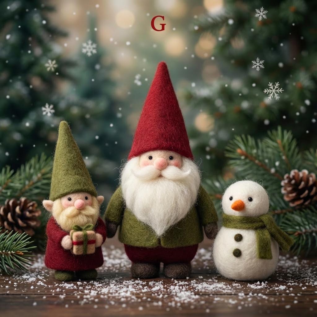 Needle felted Santa's Journey Home figurine from wwwilovefelt, featuring detailed scenes in a festive Christmas collectible set.