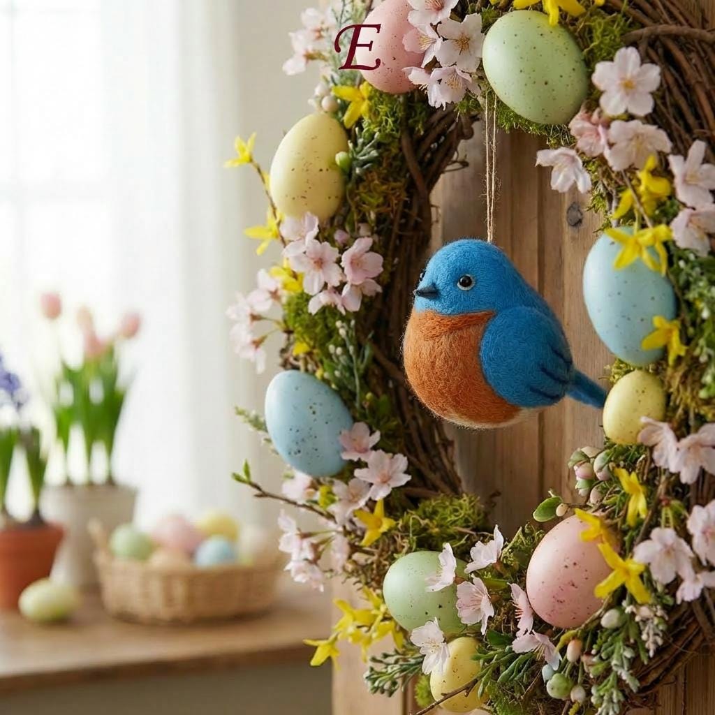 Handmade pastel needle felted wool bird figurine, Easter spring gift, natural home decor from wwwilovefelt