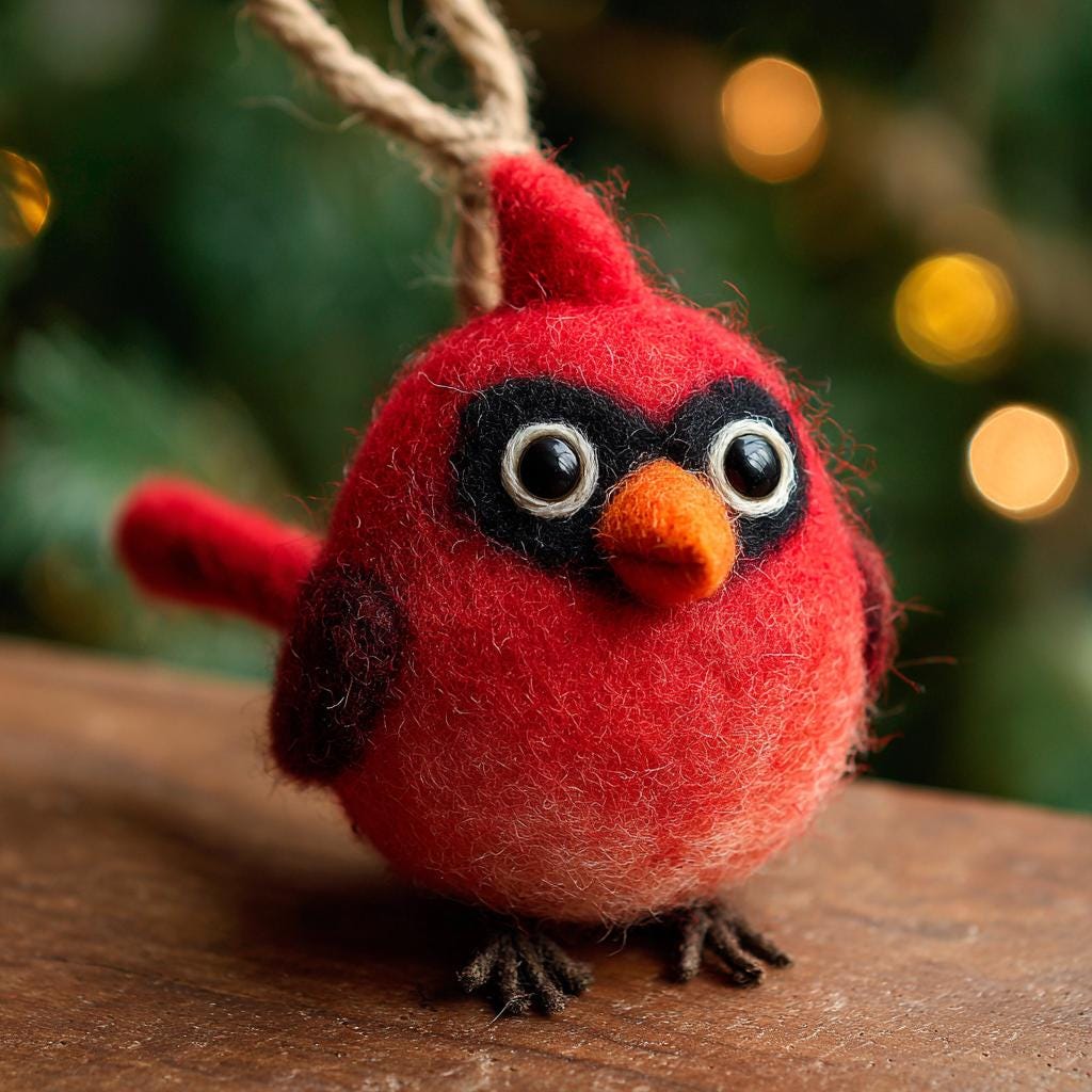 Handmade needle felted wool bird ornament from Jiajia Felt Studio, a cute spring-themed felt animal figurine for Easter decorations.