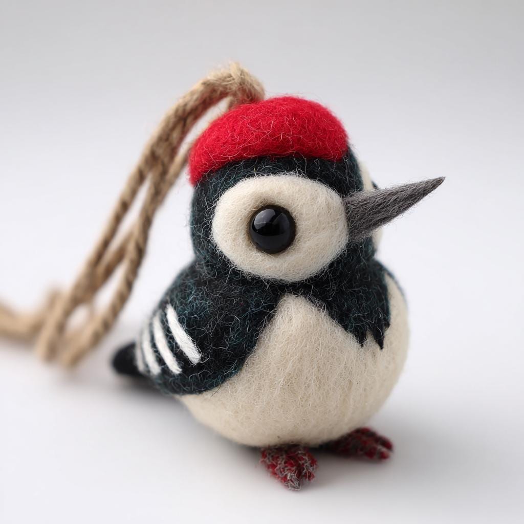 Handmade needle felted wool bird ornament by Jiajia Felt Studio, a cute felt animal figurine for spring and Easter decorations.