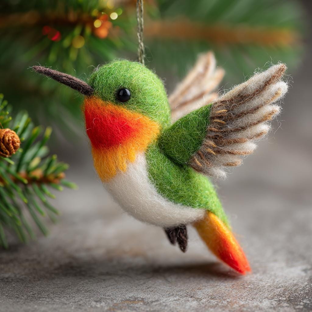 Handmade felt animal bird figurine by Jiajia Felt Studio, spring-themed wool needle felted bird ornament for Easter decor.