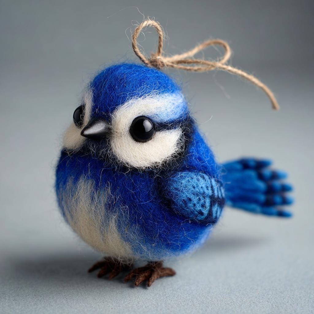 Needle felted wool bird ornament ¨C main view, handmade needle-felted spring Easter gift.