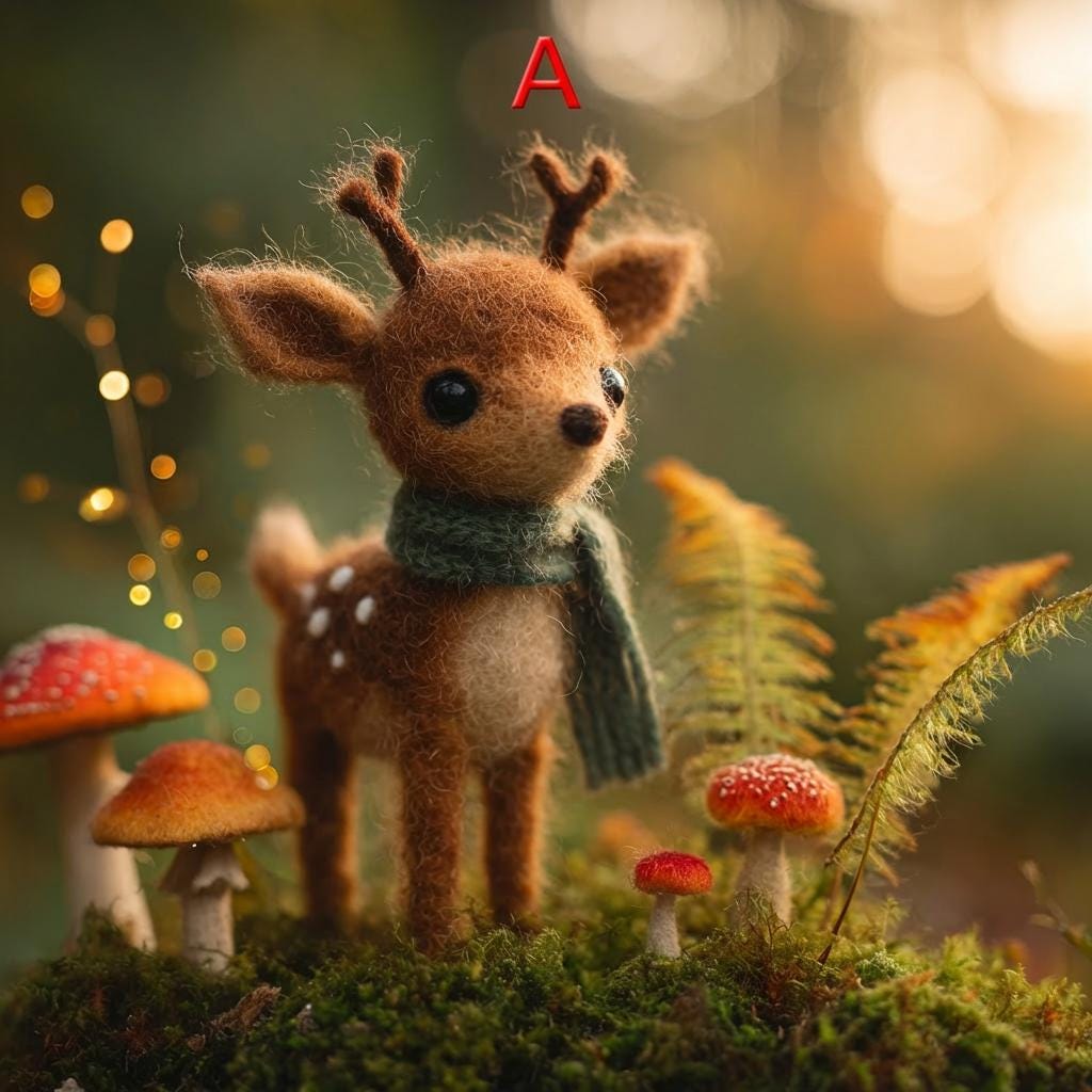 Handmade needle felted deer figurine by wwwilovefelt, detailed wool sculpture for woodland home decor and gift.