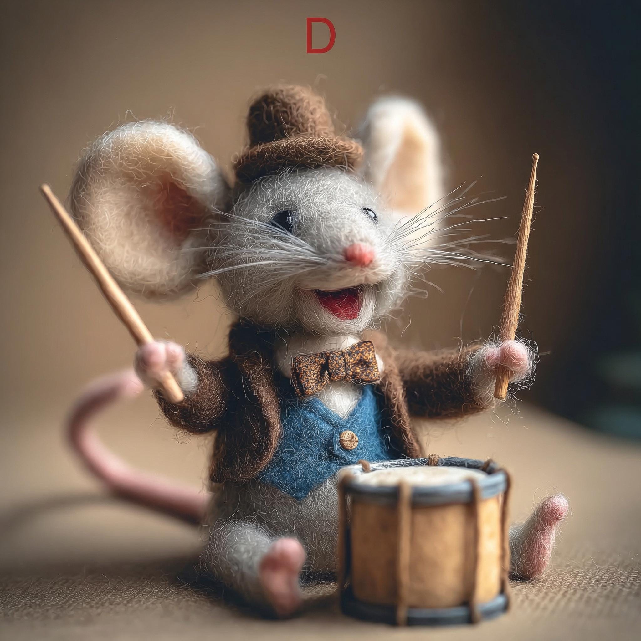 Needle felted mouse figurine by wwwilovefelt, whimsical tiny animal perfect for festive home decor or stocking stuffer.