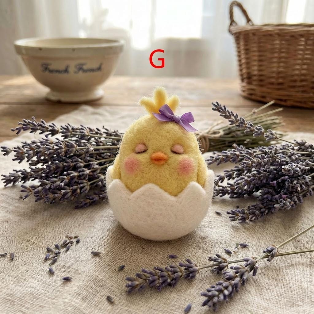 Easter Spring Gift Needle Felt Chick Figurine, Handmade Wool Farm Animal Decor