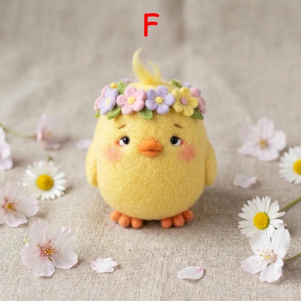 Handmade needle felt chick figurine from Jiajia Felt Studio, perfect for spring and Easter decorations.