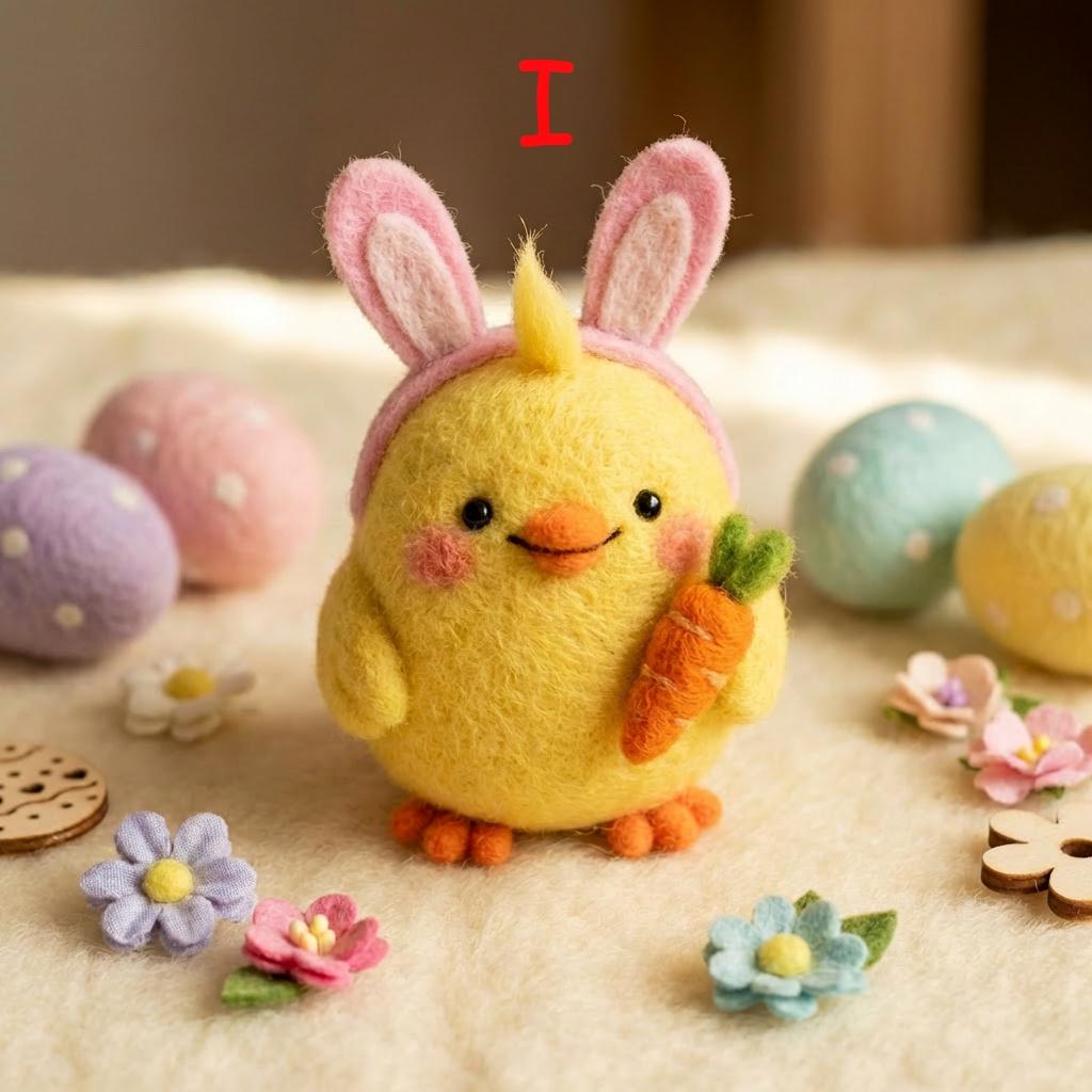 Handmade felt chick figurine from Jiajia Felt Studio, spring Easter gift, detailed felt animal figurine with soft yellow feathers