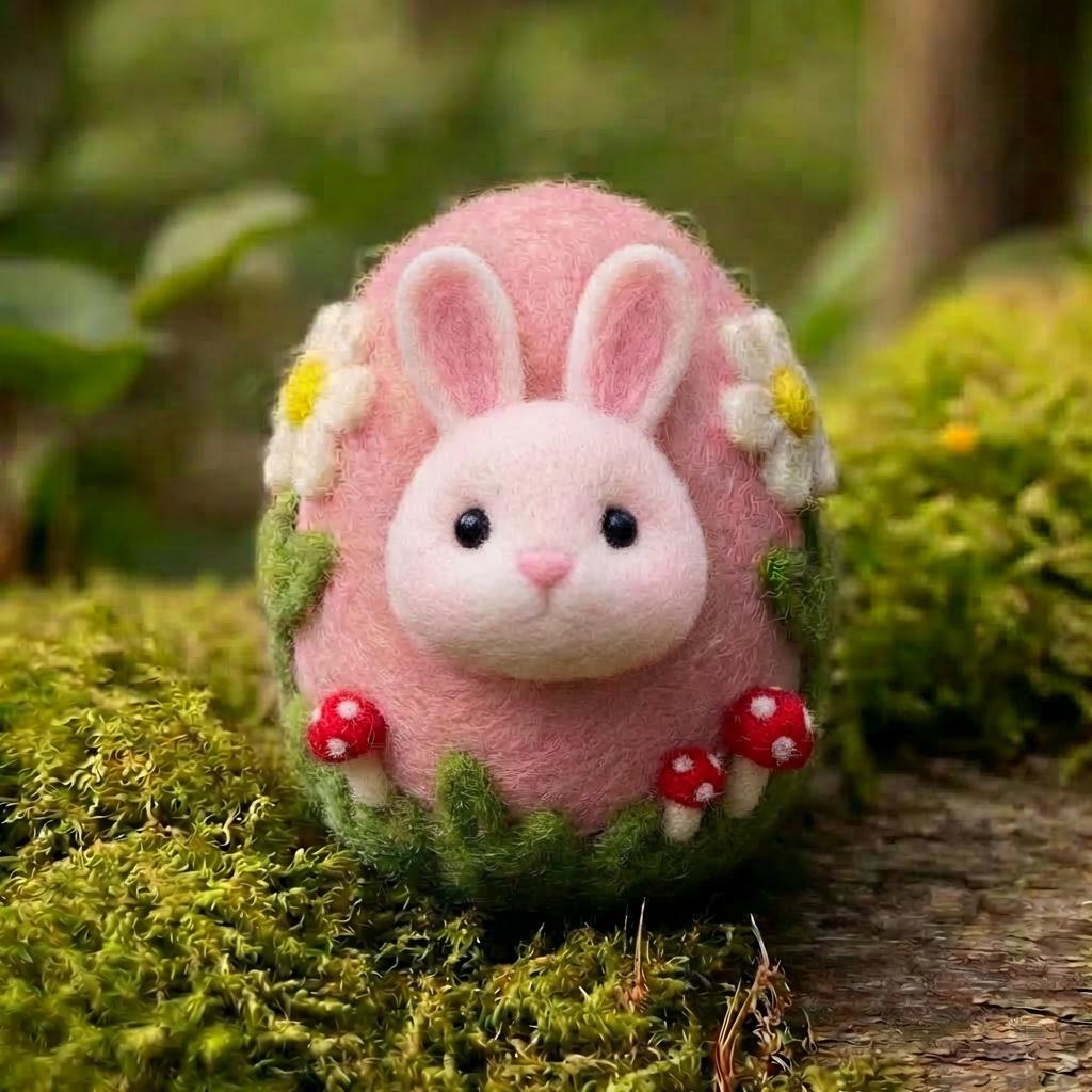 Needle felted figurine of a personalized baby's first Easter egg with a felt name keepsake by wwwilovefelt.