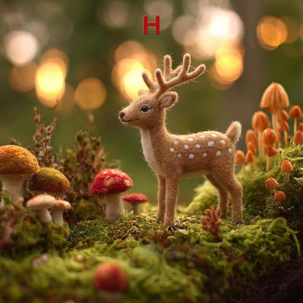 Handmade needle felted deer figurine by wwwilovefelt, wool sculpture woodland decor for home or gift.