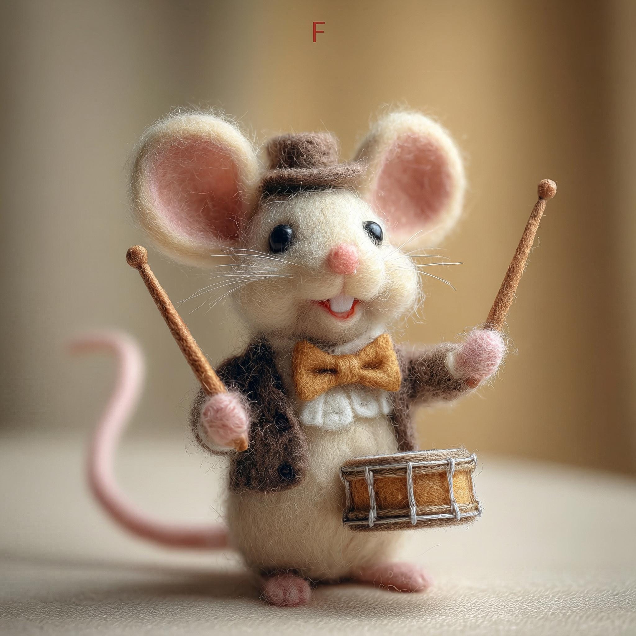 Needle felted mouse figurine by wwwilovefelt, a whimsical tiny felt animal perfect for festive home decor or a stocking stuffer.