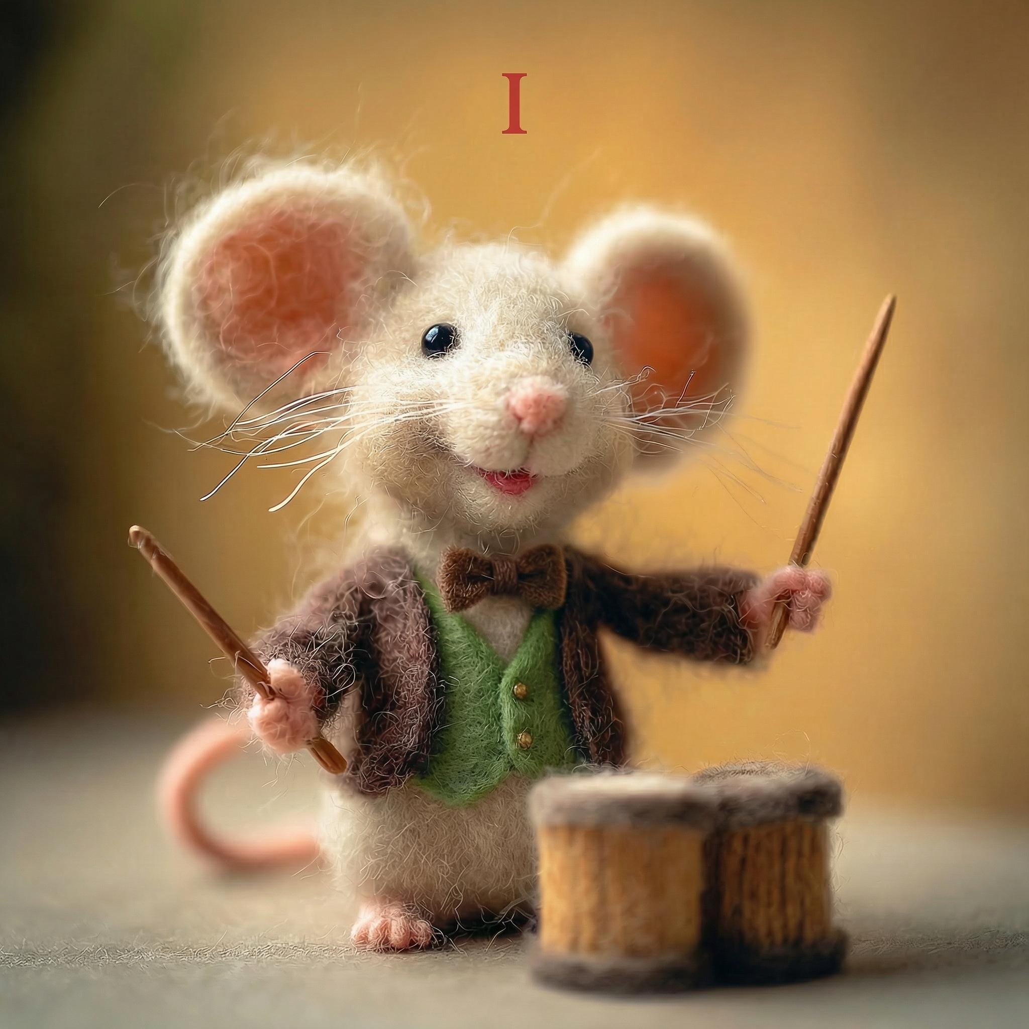 Needle felted mouse figurine by wwwilovefelt, whimsical tiny animal decor, perfect for festive home decoration or stocking stuffer.