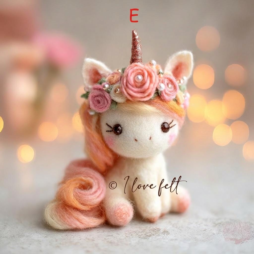 Needle felted unicorn Easter egg figurine by wwwilovefelt, handmade wool Easter decor with a whimsical, colorful design.