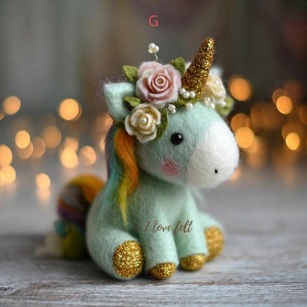 Needle felted unicorn Easter egg figurine by wwwilovefelt, wool Easter decor with colorful details, perfect for spring celebrations.