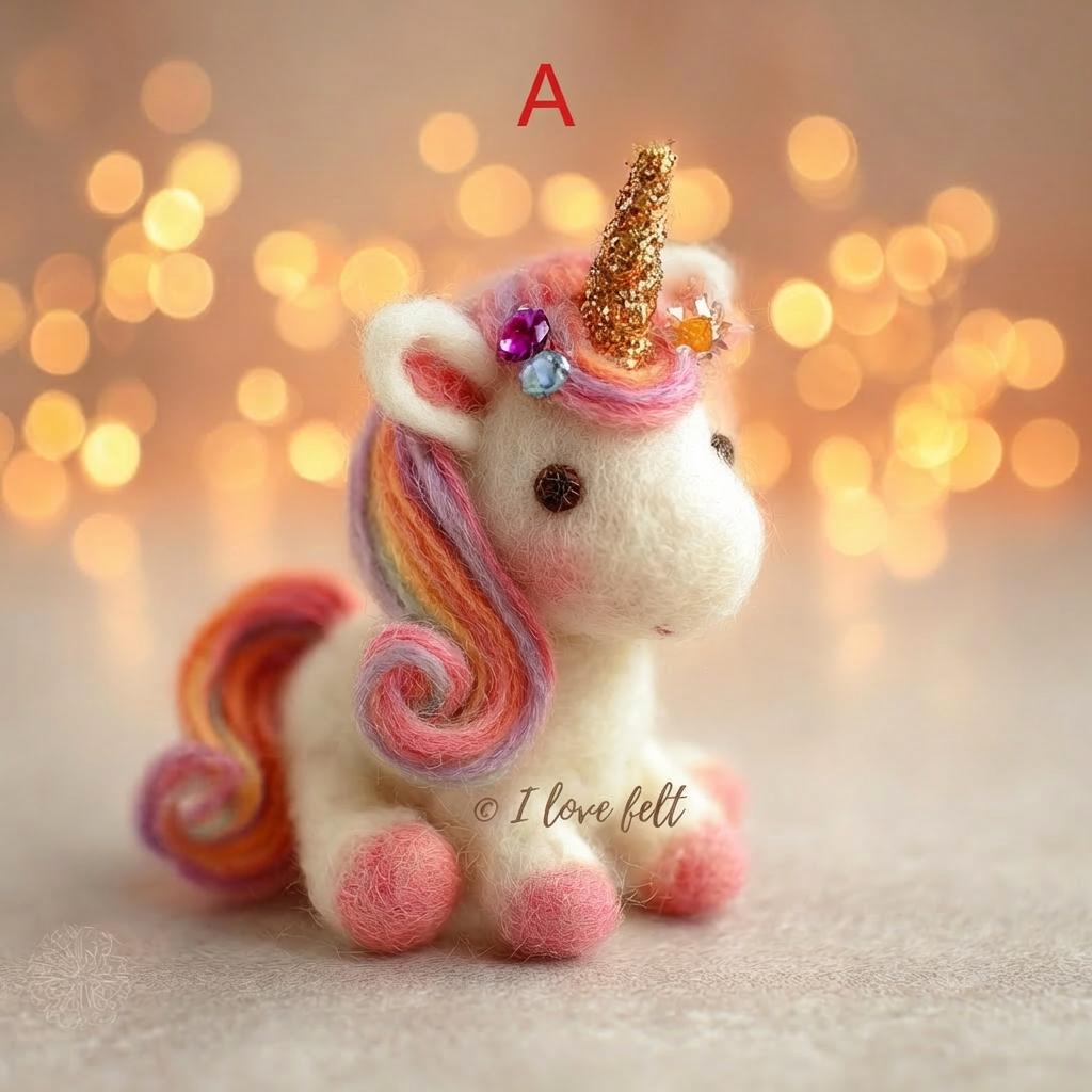 Needle felted unicorn Easter egg figurine by wwwilovefelt, handcrafted wool Easter decor with colorful details and spring theme.