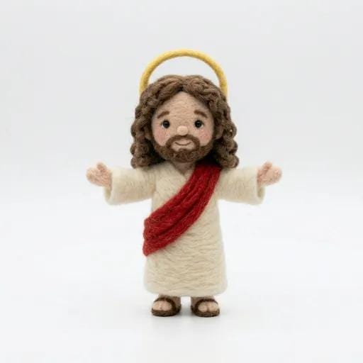 Needle felt Easter Nativity scene by Jiajia Felt Studio, religious Christian faith decor with detailed nativity figures.
