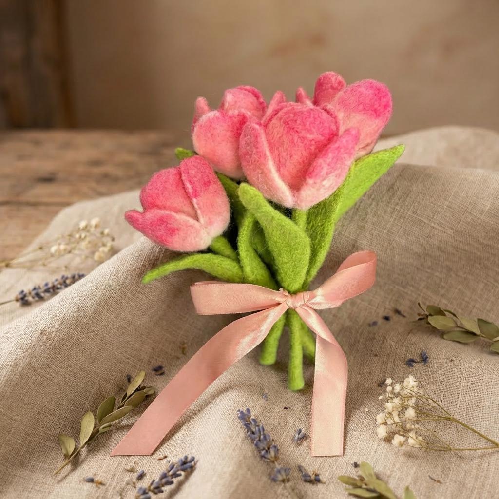 Handmade Felt Flower Bouquet, Mothers Day Gift for Mom, Custom Wool Flower