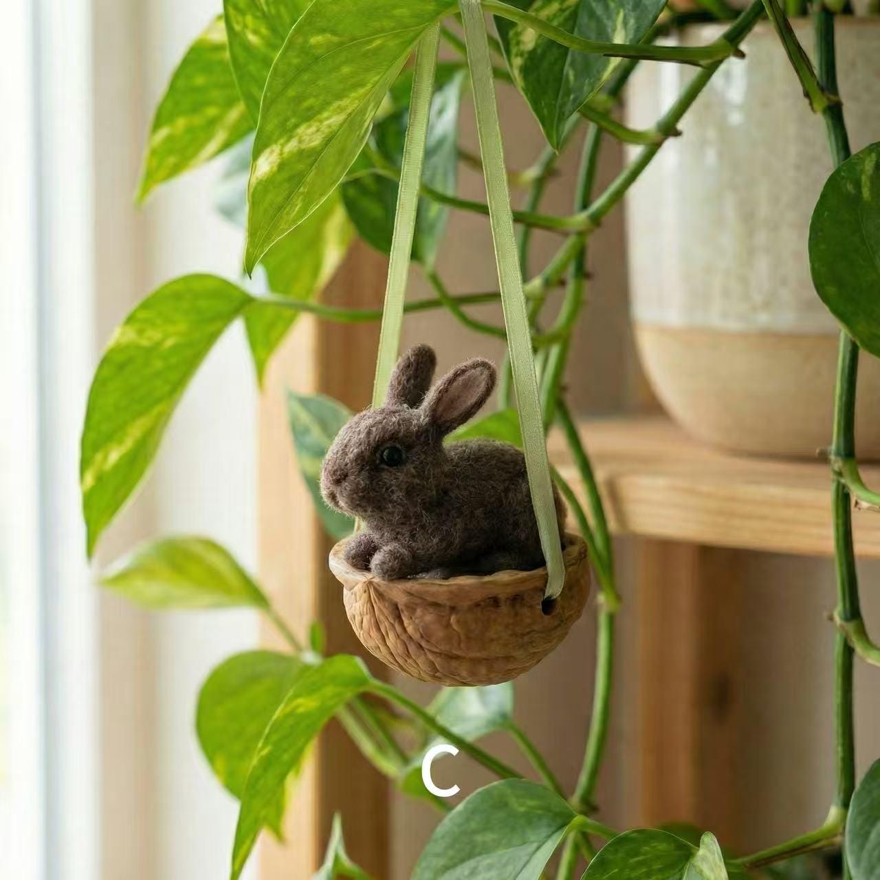 Lucky Bunny Needle Felted Rabbit â€?Handmade Wool Felt Animal, Lucky Charm Gift, Spring Decor