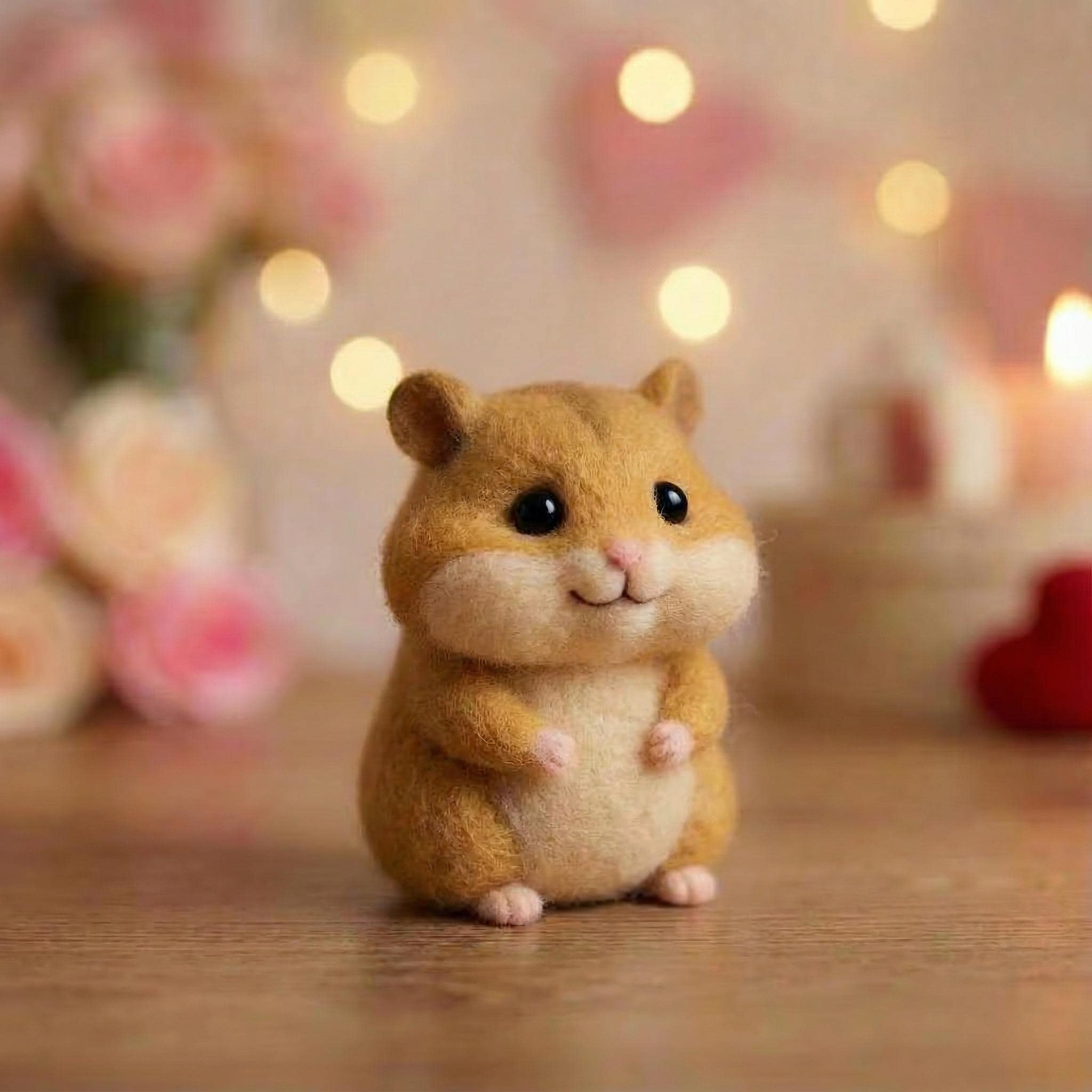 Handmade needle-felted wool animal figurines set with heart headbands, birthday gift for her - view 2