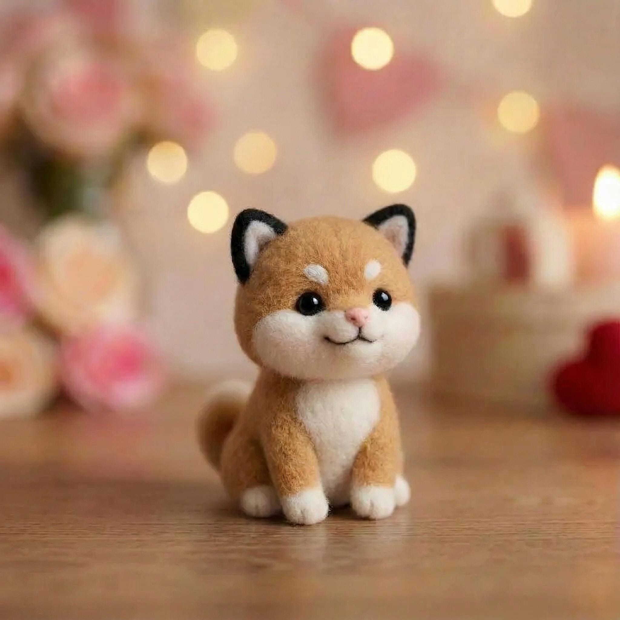 Needle felted handmade dog figurine by wwwilovefelt, soft wool sculpture depicting a gentle, emotional support dog for dog lovers.