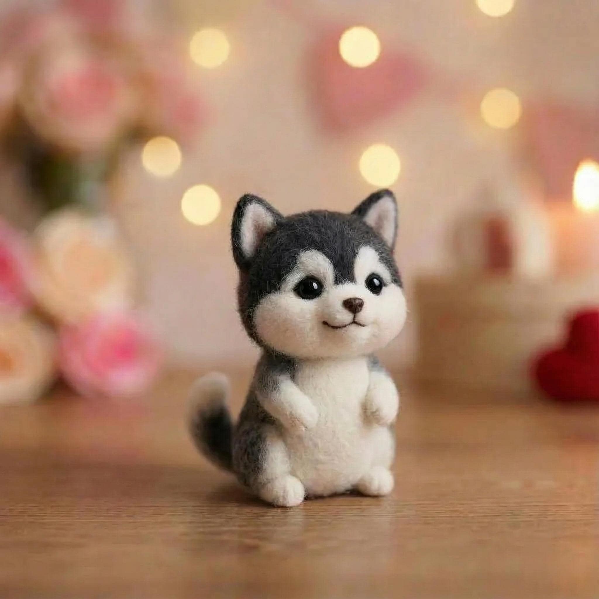 Needle felted handmade dog figurine by wwwilovefelt, soft plush emotional support decor for dog lovers, gentle companion dog sculpture