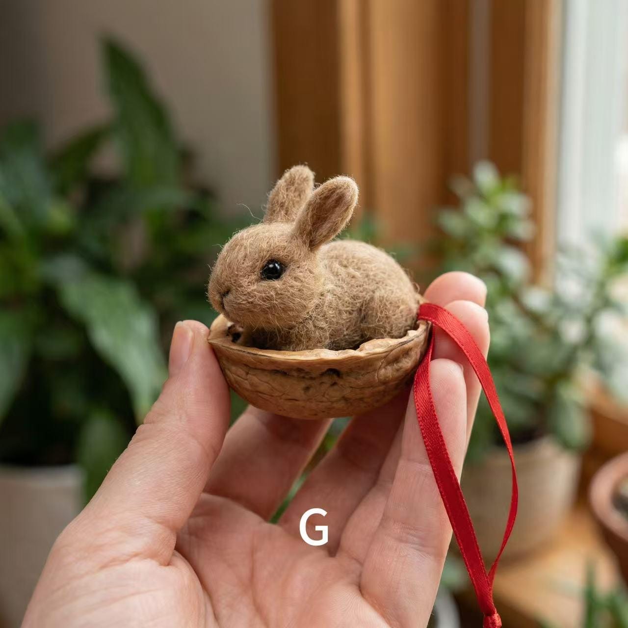 Lucky Bunny Needle Felted Rabbit â€?Handmade Wool Felt Animal, Lucky Charm Gift, Spring Decor