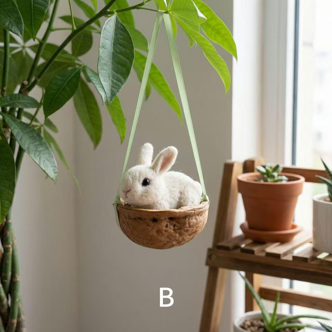 Lucky Bunny Needle Felted Rabbit â€?Handmade Wool Felt Animal, Lucky Charm Gift, Spring Decor