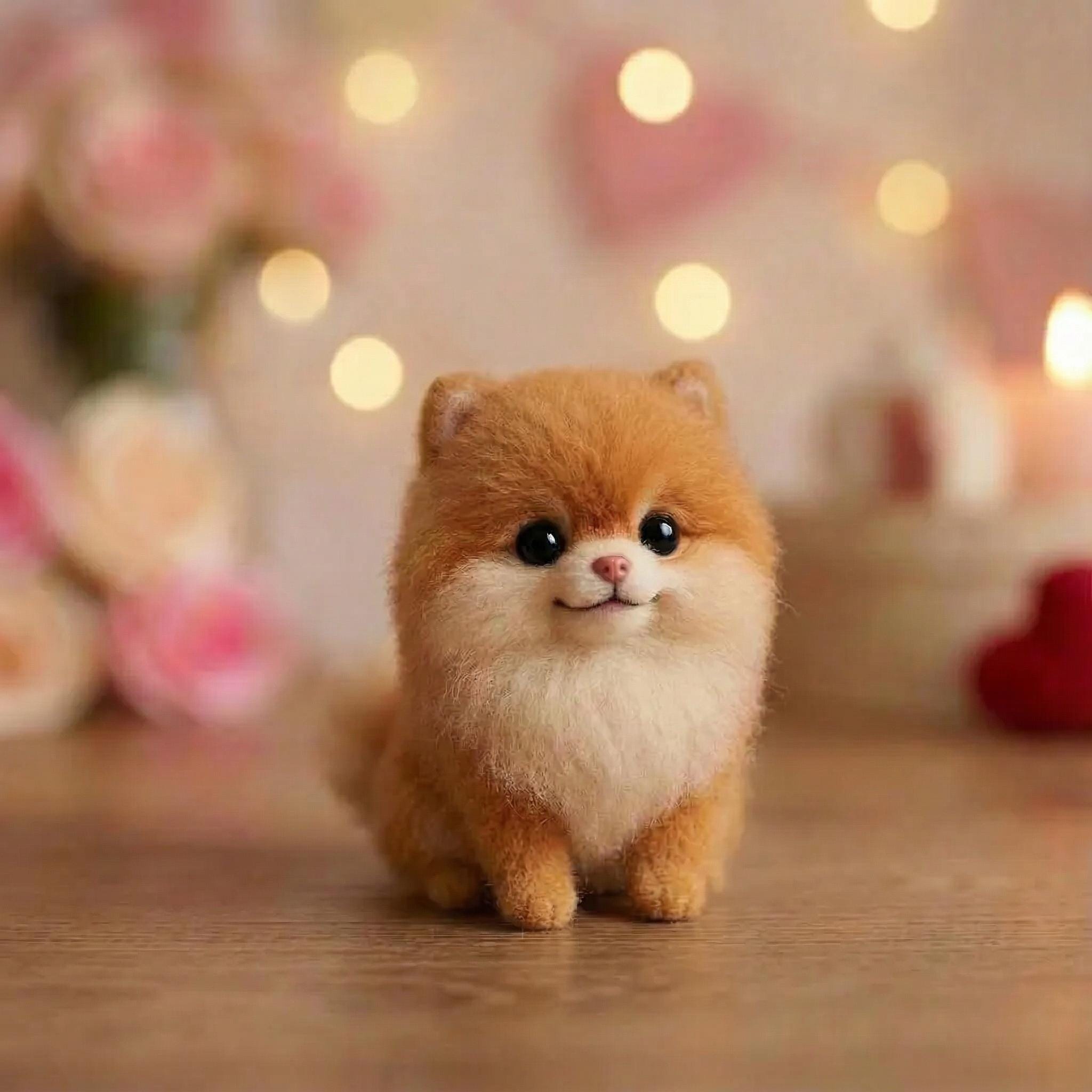 Needle felted handmade dog figurine by wwwilovefelt, a gentle emotional support decor for dog lovers.