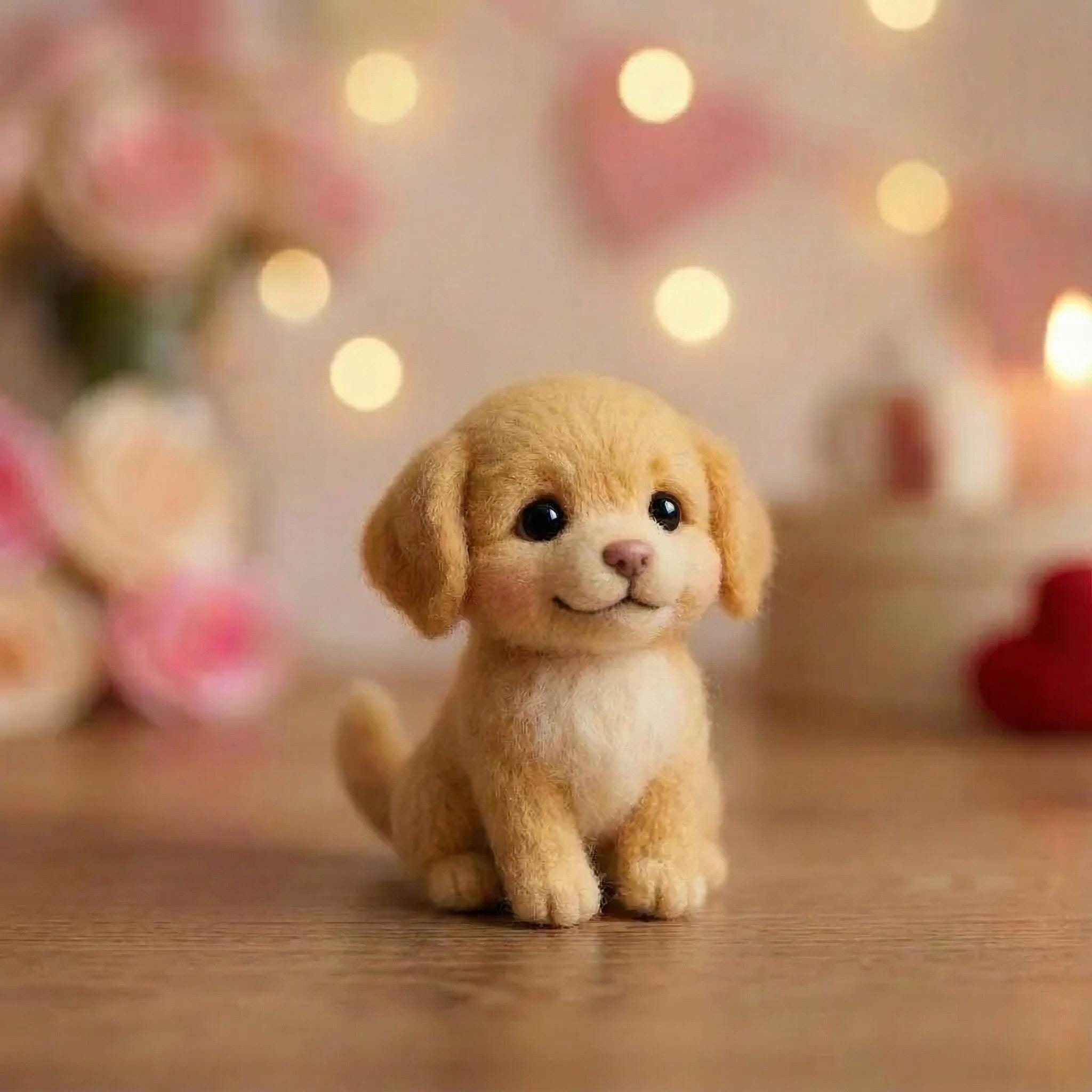 Needle felted handmade dog figurine by wwwilovefelt, gentle and emotional support décor for dog lovers.