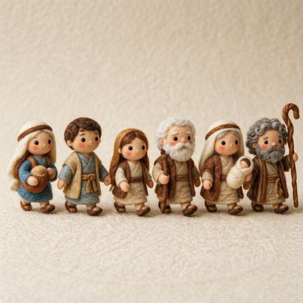 Needle felt Moses parting the sea scene from Christian faith decor by Jiajia Felt Studio, featuring detailed religious felt art.