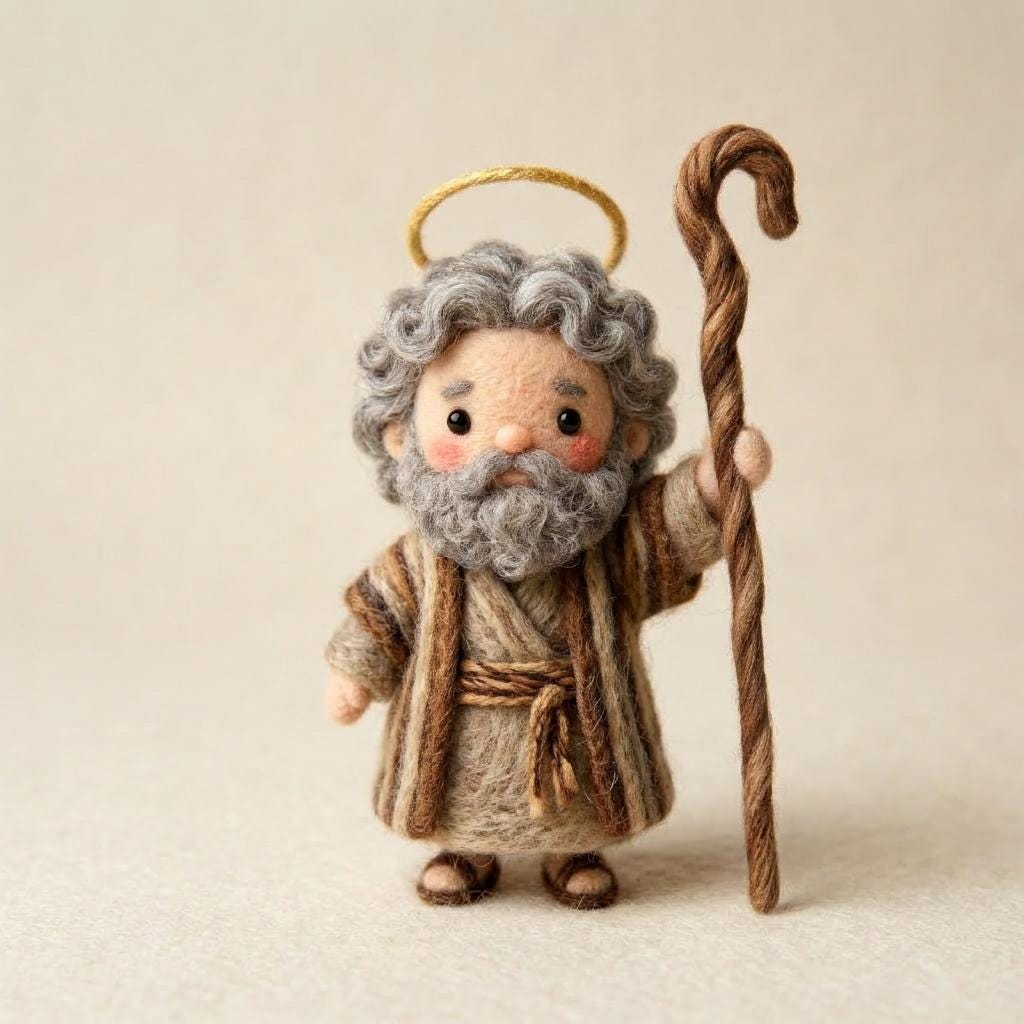 Needle felt Moses parting the sea scene by Jiajia Felt Studio, Christian faith decor with detailed felt figures and vibrant colors.